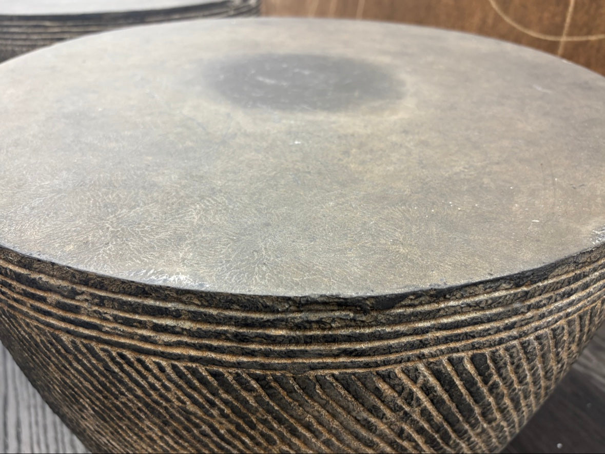 RH Vetro Round Side Table – 21" Diam. × 16"H | Dark Grey | Set of 2 | Pre-Owned