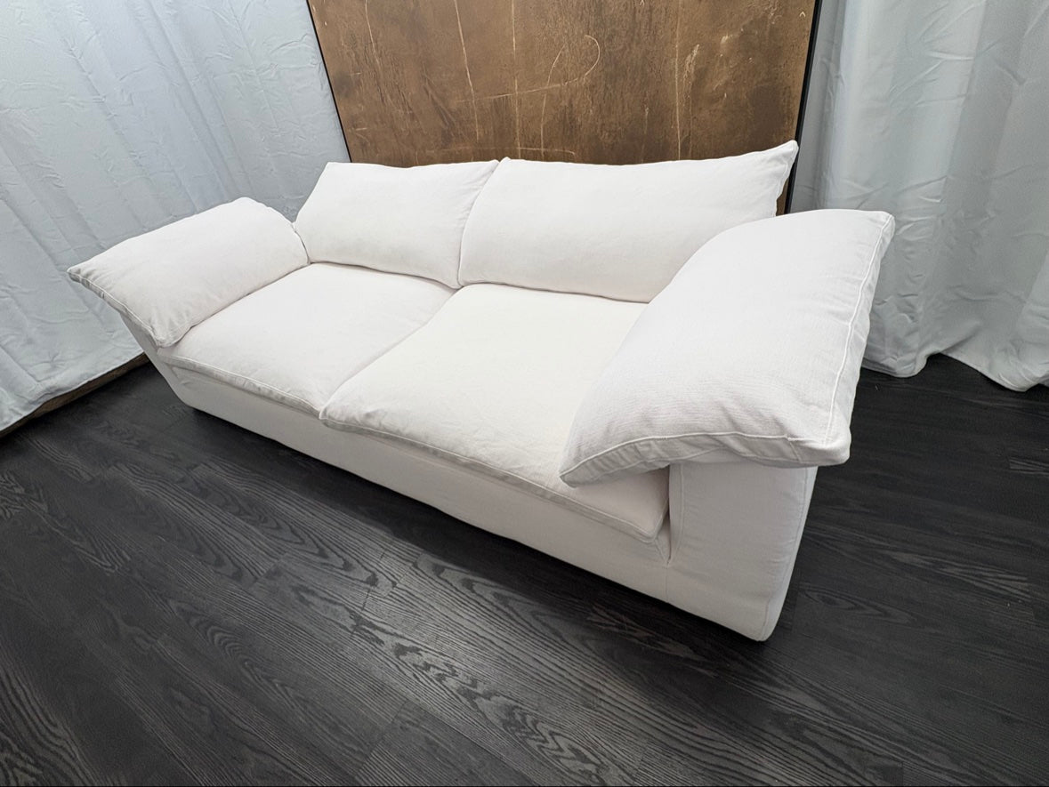RH Cloud 9' Luxe Sofa — 2-Cushion | Perennials Performance Textured Linen Weave | White