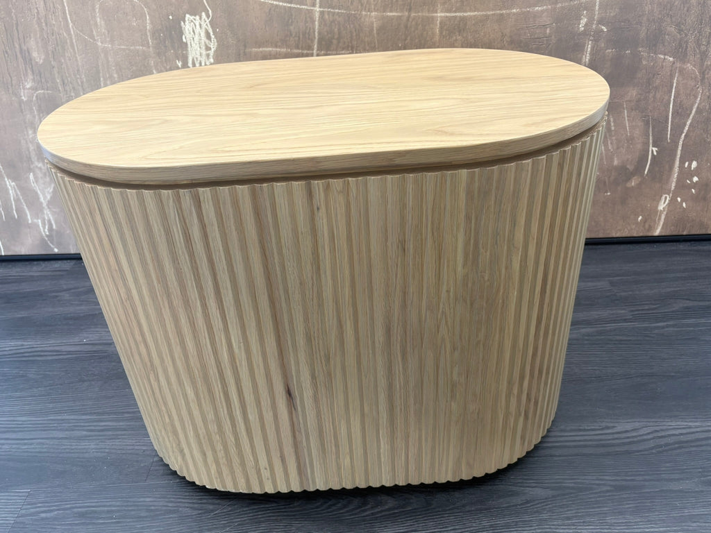 RH Byron Open Nightstand – 32" Light Oak | American White Oak | Reeded Detail | Soft-Close Drawer