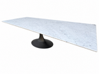 RH Aero Stone Rectangular Dining Table – 120" | Italian Carrara Marble Top | Cast Iron Pedestal Base