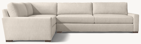RH Maxwell Left-Arm L-Sectional | Classic | Down | Perennials® Performance Textured Linen Weave – Dune