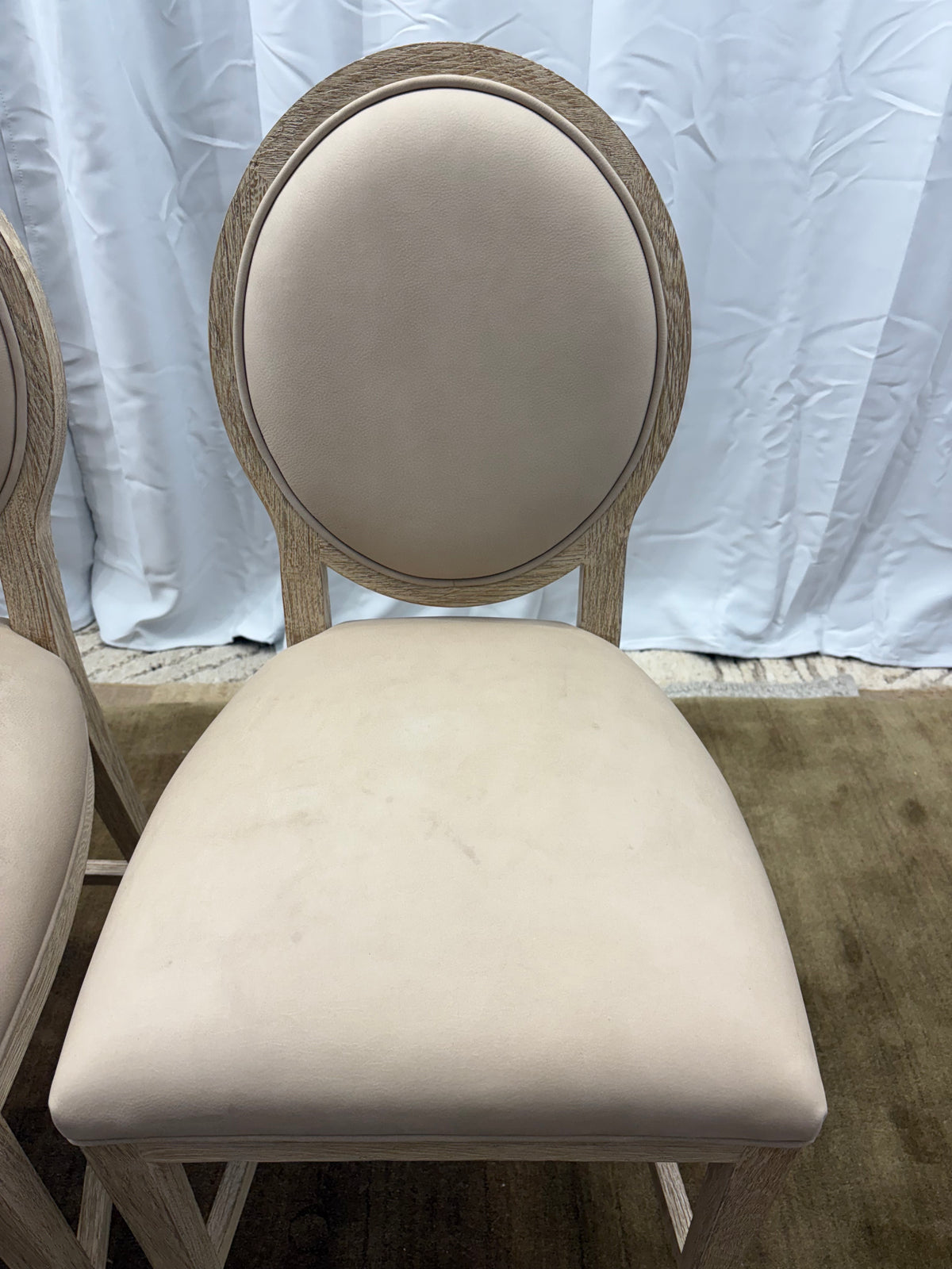 Set of Five RH French Contemporary Round Leather Counter Stools