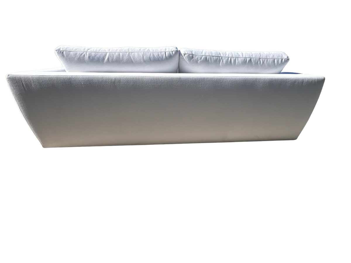 RH Monza Bench-Cushion Sofa – 8’ Luxe Depth in White Performance Linen Weave (Made in Italy)