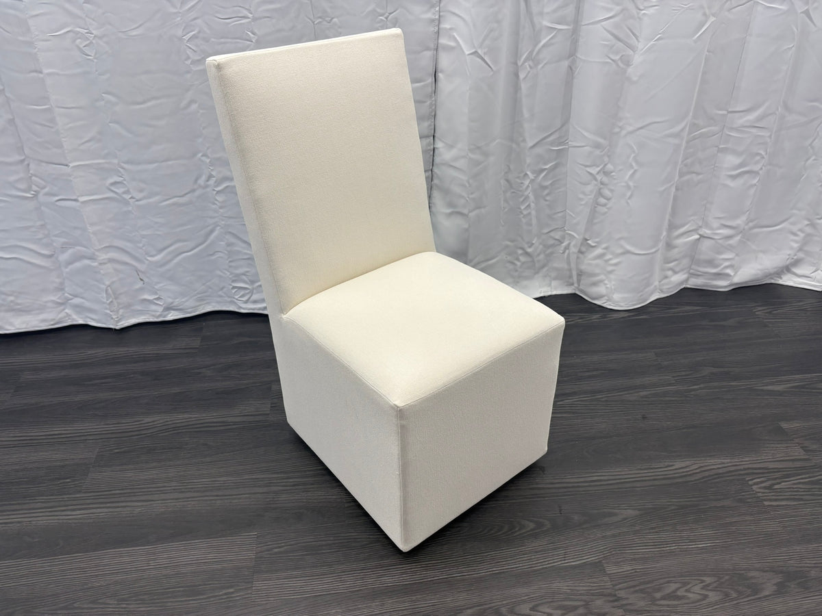 RH Ellison High-Back Fabric Dining Side Chair
Performance Linen Weave — Natural Recessed Caster Base