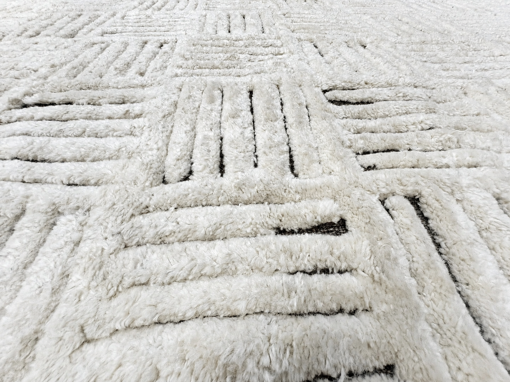 RH Basanti Rug – 9' × 12' Marled Ivory/Charcoal | Hand-Knotted Wool Blend | Contemporary Himalayan-Inspired Design (Rug 2)