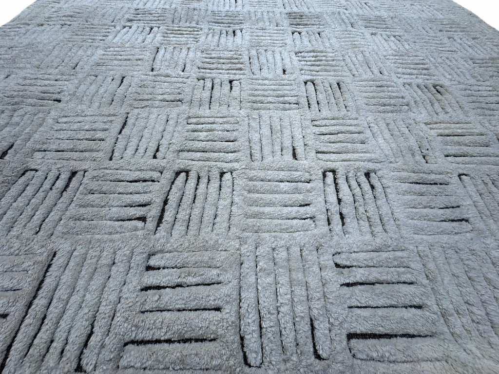 RH Basanti Rug – 9' × 12' Marled Ivory/Charcoal | Hand-Knotted Wool Blend | Contemporary Himalayan-Inspired Design (Rug 2)