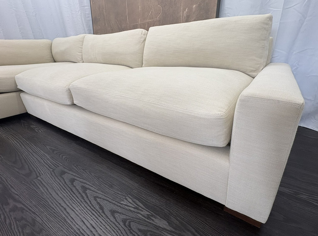 RH Maxwell Left-Arm L-Sectional | Classic | Down | Perennials® Performance Textured Linen Weave – Dune