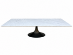 RH Aero Stone Rectangular Dining Table – 120" | Italian Carrara Marble Top | Cast Iron Pedestal Base