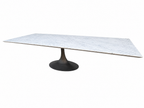 RH Aero Stone Rectangular Dining Table – 120" | Italian Carrara Marble Top | Cast Iron Pedestal Base