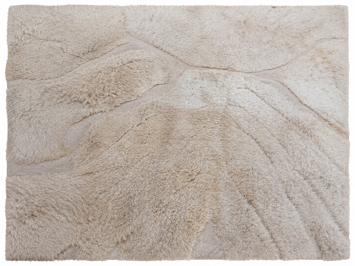 RH Tarras Wool Rug – 10' × 14' Wheat | 100% Hand-Spun Wool | Hand-Knotted | Sculptural High-Low Texture