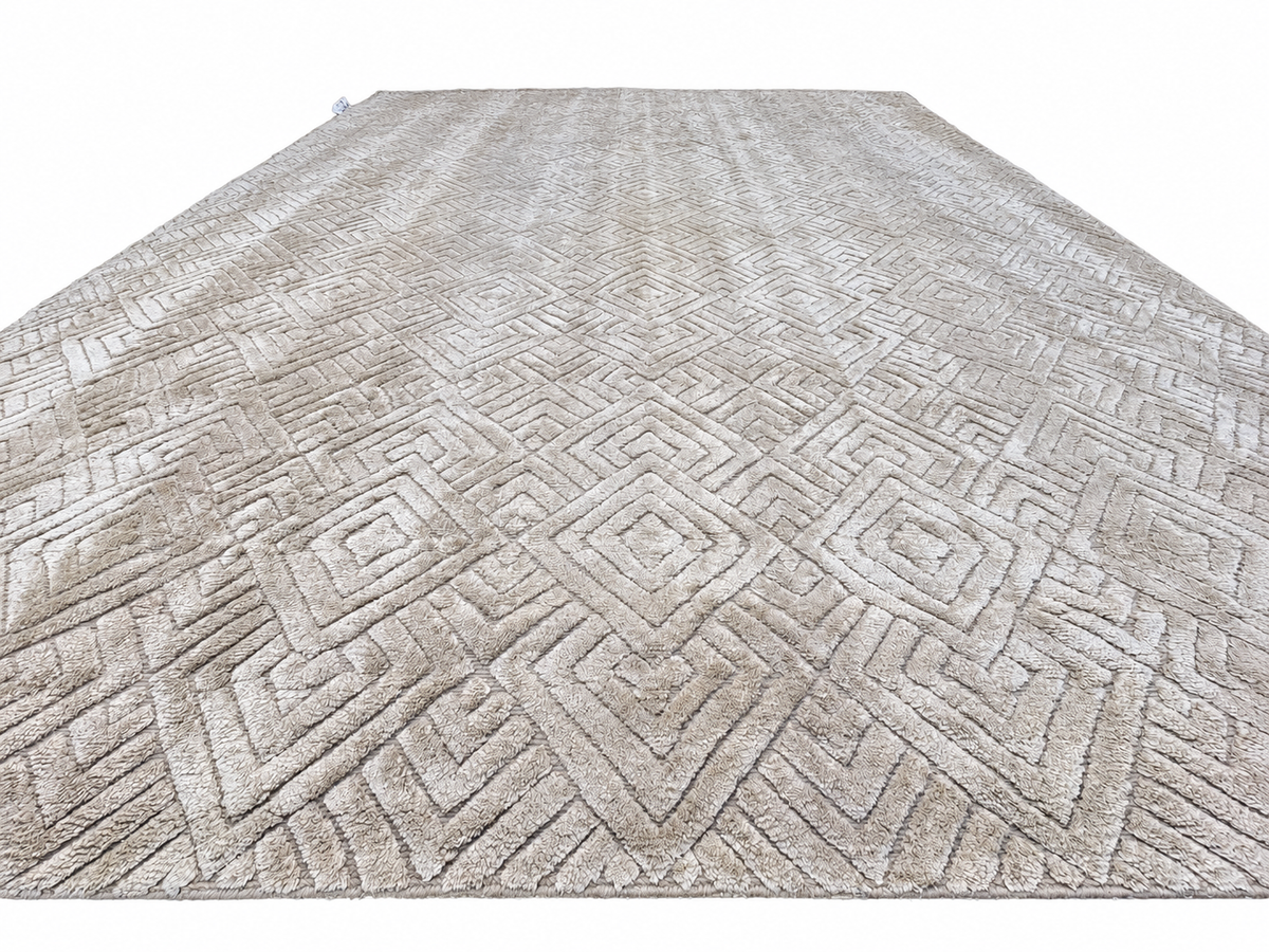 RH Talsari Silk & Wool Rug – 12' × 15' Wheat | Hand-Knotted Silk & Wool | 100 Tibetan Knots Per Square Inch | Made in Nepal