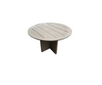 RH Balmain Round Teak Dining Table – 48" Weathered Teak Finish