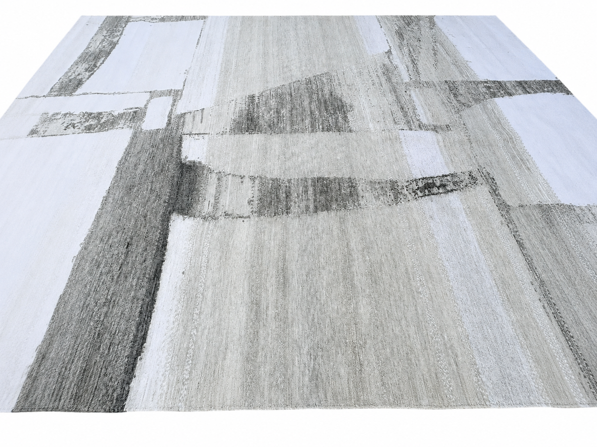 RH Nihal Wool Rug – 10' × 14' Multi Grey | 100% Hand-Spun Wool | Hand-Knotted | Abstract Geometric Design | Made in Nepal