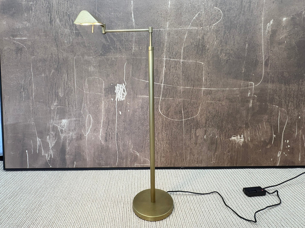 RH Métier Task Floor Lamp Lacquered Burnished Brass | Adjustable Swing Arm | Dimmable Task Lighting