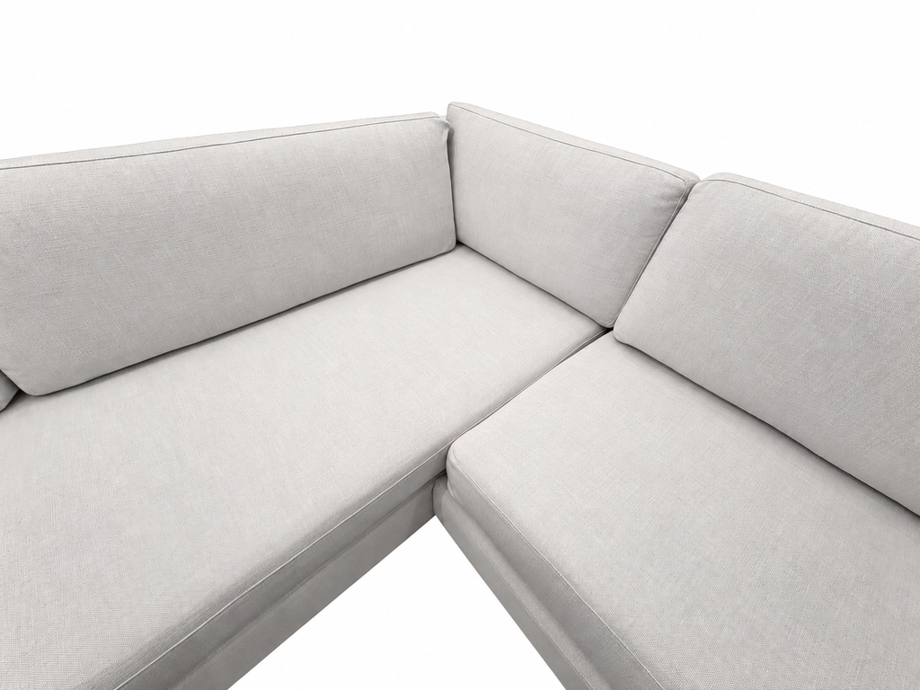 RH Modena Track Arm Left-Arm Bench-Cushion L-Sectional – Perennials Performance Textured Linen Weave in Mist