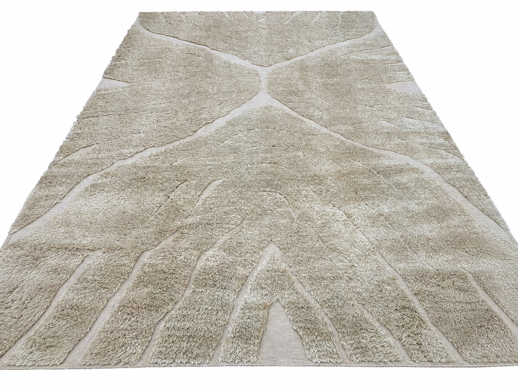 RH Tarras Wool Rug – 10' × 14' Wheat | 100% Hand-Spun Wool | Hand-Knotted | Sculptural High-Low Texture