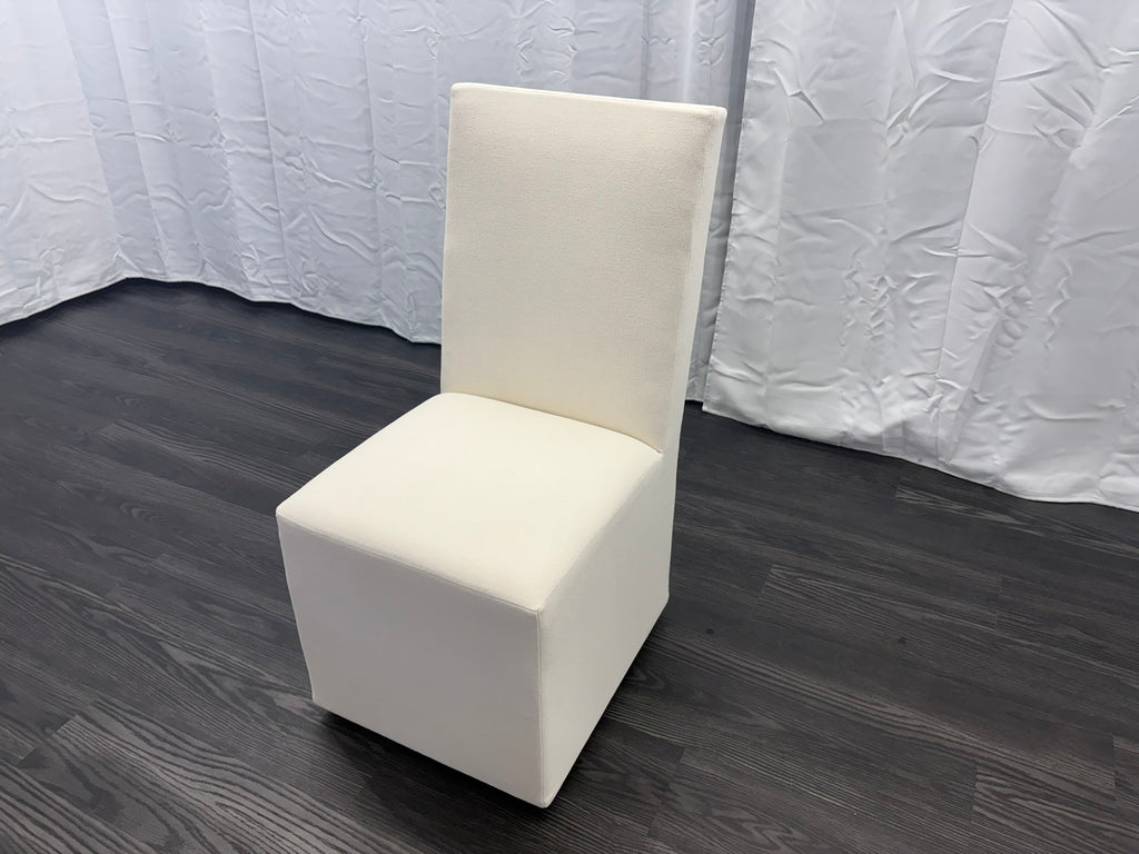 RH Ellison High-Back Fabric Dining Side Chair
Performance Linen Weave — Natural Recessed Caster Base