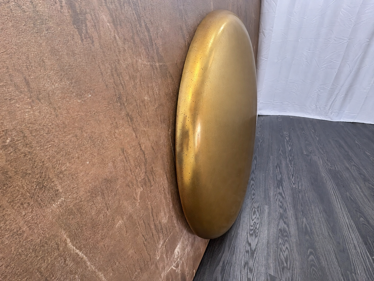 RH Restoration Hardware Nuvola Round Mirror 48" Diameter | Polished Metal | Lightly Antiqued Mirror Finish