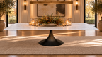 RH Aero Stone Rectangular Dining Table – 120" | Italian Carrara Marble Top | Cast Iron Pedestal Base