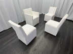 Curated Set of Four RH Ellison Fabric Dining Chairs
Perennials® Performance Textured Linen Weave — White
Recessed Caster Bases