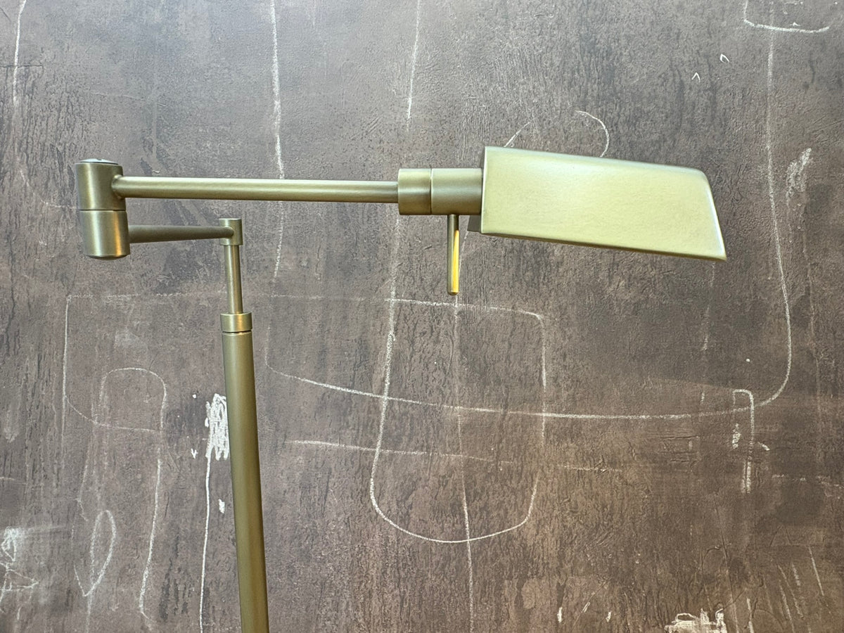 RH Métier Task Floor Lamp Lacquered Burnished Brass | Adjustable Swing Arm | Dimmable Task Lighting