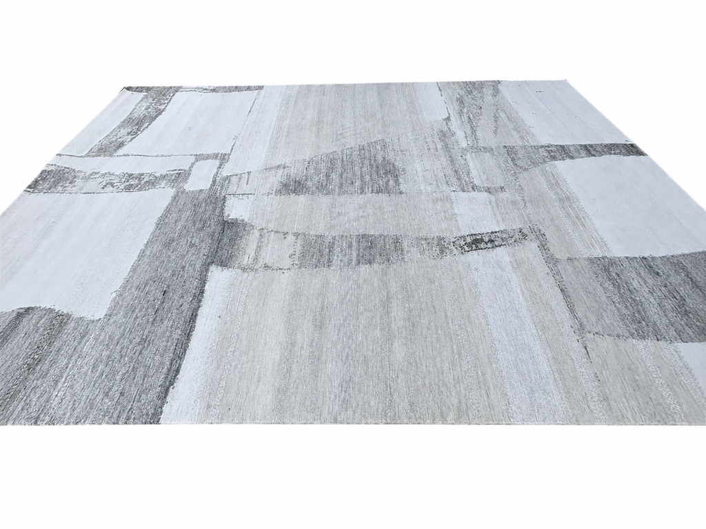 RH Nihal Wool Rug – 10' × 14' Multi Grey | 100% Hand-Spun Wool | Hand-Knotted | Abstract Geometric Design | Made in Nepal