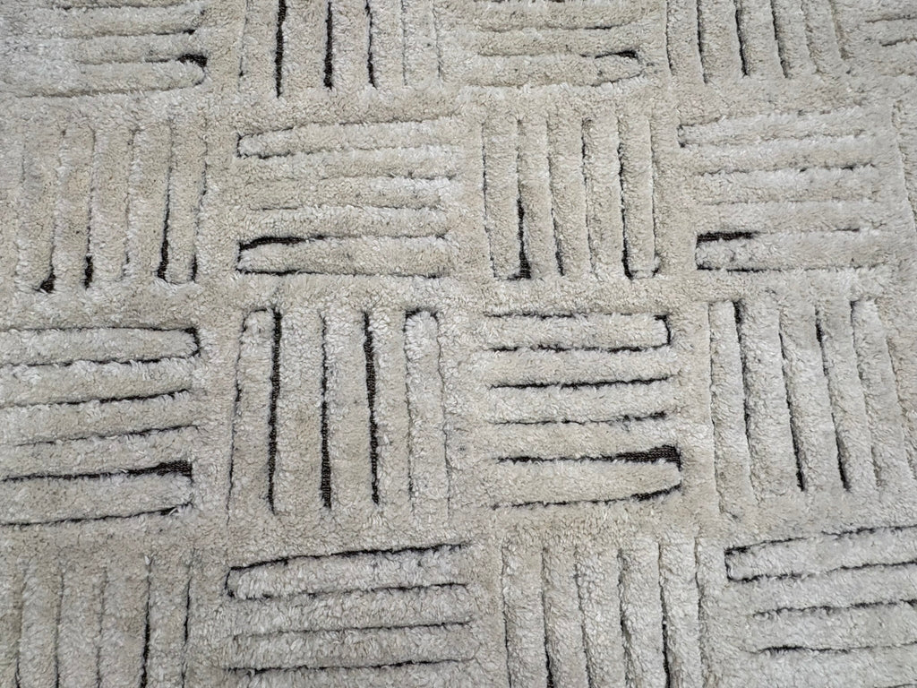 RH Basanti Rug – 9' × 12' Marled Ivory/Charcoal | Hand-Knotted Wool Blend | Contemporary Himalayan-Inspired Design