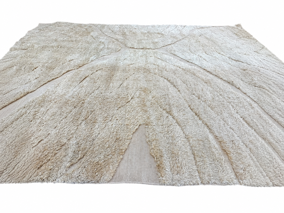 RH Tarras Wool Rug – 10' × 14' Wheat | 100% Hand-Spun Wool | Hand-Knotted | Sculptural High-Low Texture