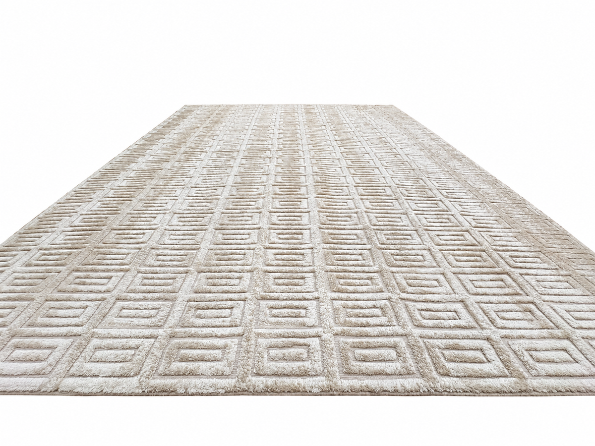 RH Rajouri Silk & Wool Rug – 9' × 12' Sand | Hand-Knotted Silk & Wool | Hand-Carved | Made in Nepal