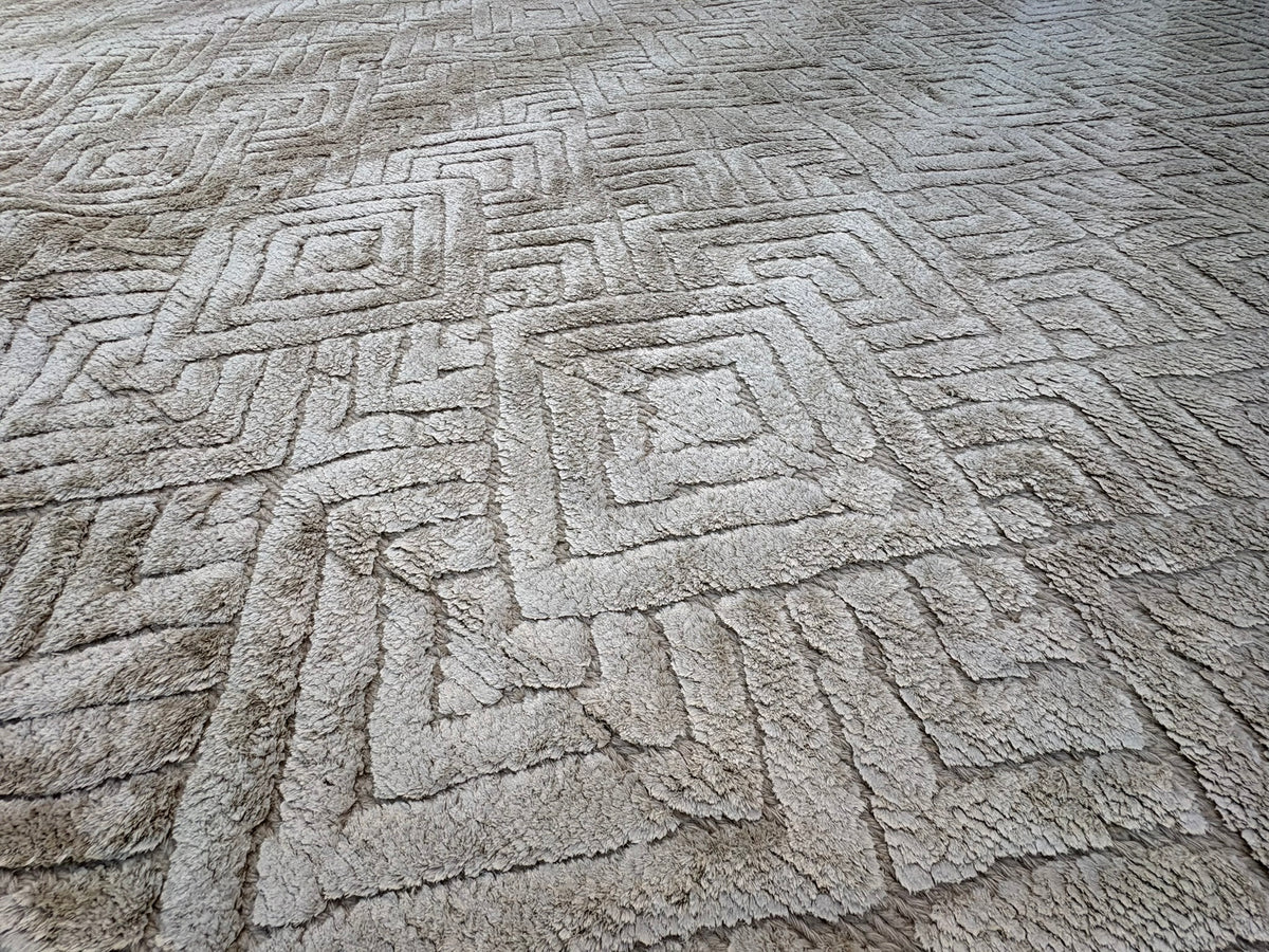 RH Talsari Silk & Wool Rug – 12' × 15' Wheat | Hand-Knotted Silk & Wool | 100 Tibetan Knots Per Square Inch | Made in Nepal