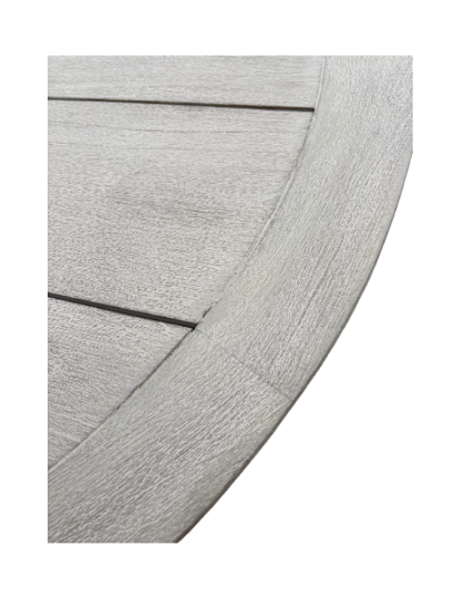 RH Balmain Round Teak Dining Table – 48" Weathered Teak Finish