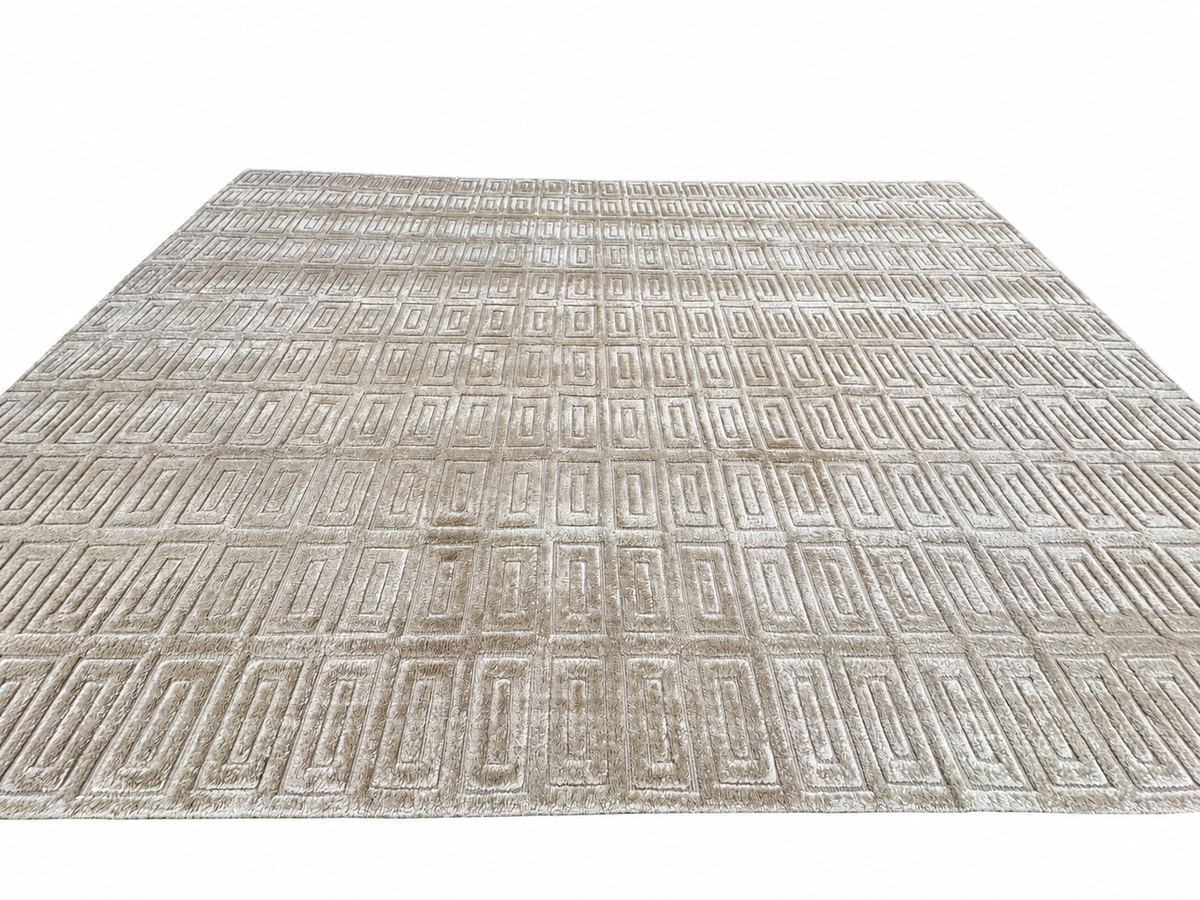 RH Rajouri Silk & Wool Rug – 9' × 12' Sand | Hand-Knotted Silk & Wool | Hand-Carved | Made in Nepal