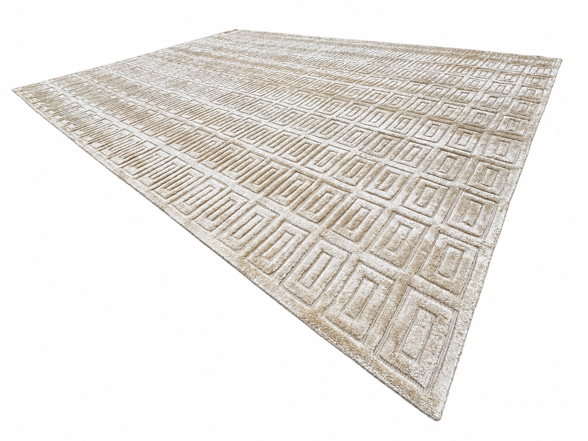 RH Rajouri Silk & Wool Rug – 9' × 12' Sand | Hand-Knotted Silk & Wool | Hand-Carved | Made in Nepal