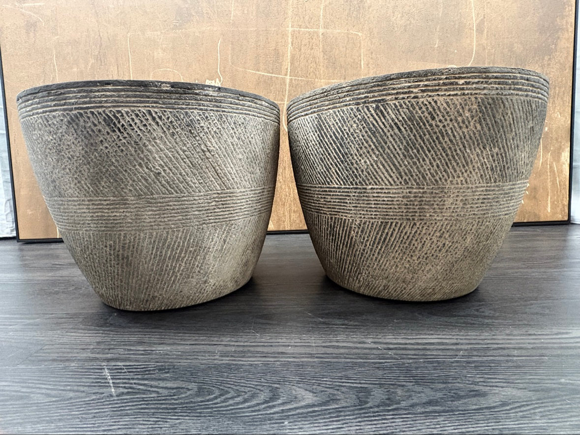 RH Vetro Round Side Table – 21" Diam. × 16"H | Dark Grey | Set of 2 | Pre-Owned