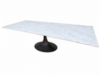 RH Aero Stone Rectangular Dining Table – 120" | Italian Carrara Marble Top | Cast Iron Pedestal Base