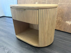 RH Byron Open Nightstand – 32" Light Oak | American White Oak | Reeded Detail | Soft-Close Drawer