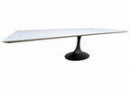 RH Aero Stone Rectangular Dining Table – 120" | Italian Carrara Marble Top | Cast Iron Pedestal Base