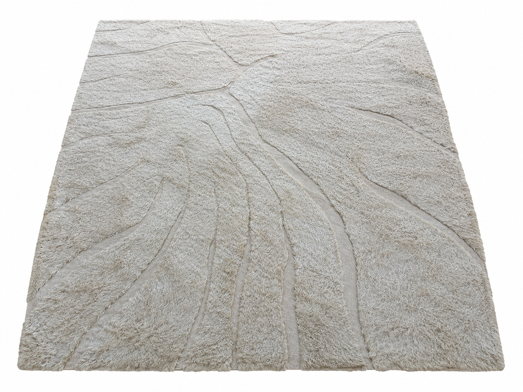 RH Tarras Wool Rug – 10' × 14' Wheat | 100% Hand-Spun Wool | Hand-Knotted | Sculptural High-Low Texture