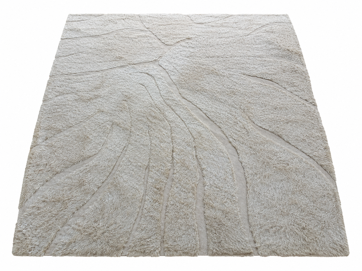 RH Tarras Wool Rug – 10' × 14' Wheat | 100% Hand-Spun Wool | Hand-Knotted | Sculptural High-Low Texture