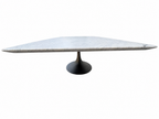 RH Aero Stone Rectangular Dining Table – 120" | Italian Carrara Marble Top | Cast Iron Pedestal Base