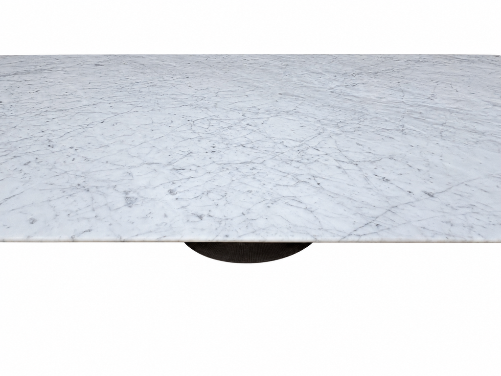 RH Aero Stone Rectangular Dining Table – 120" | Italian Carrara Marble Top | Cast Iron Pedestal Base
