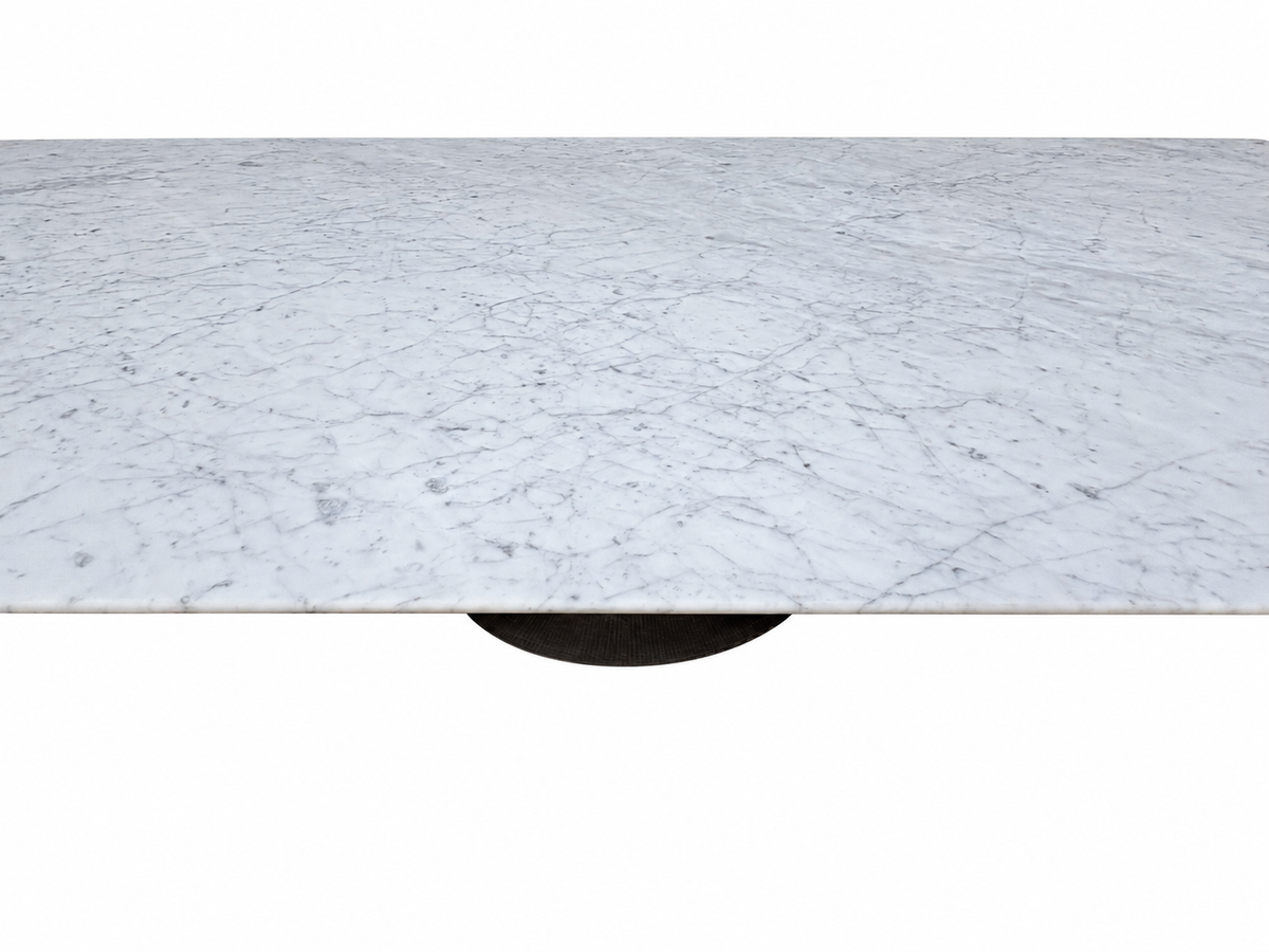 RH Aero Stone Rectangular Dining Table – 120" | Italian Carrara Marble Top | Cast Iron Pedestal Base