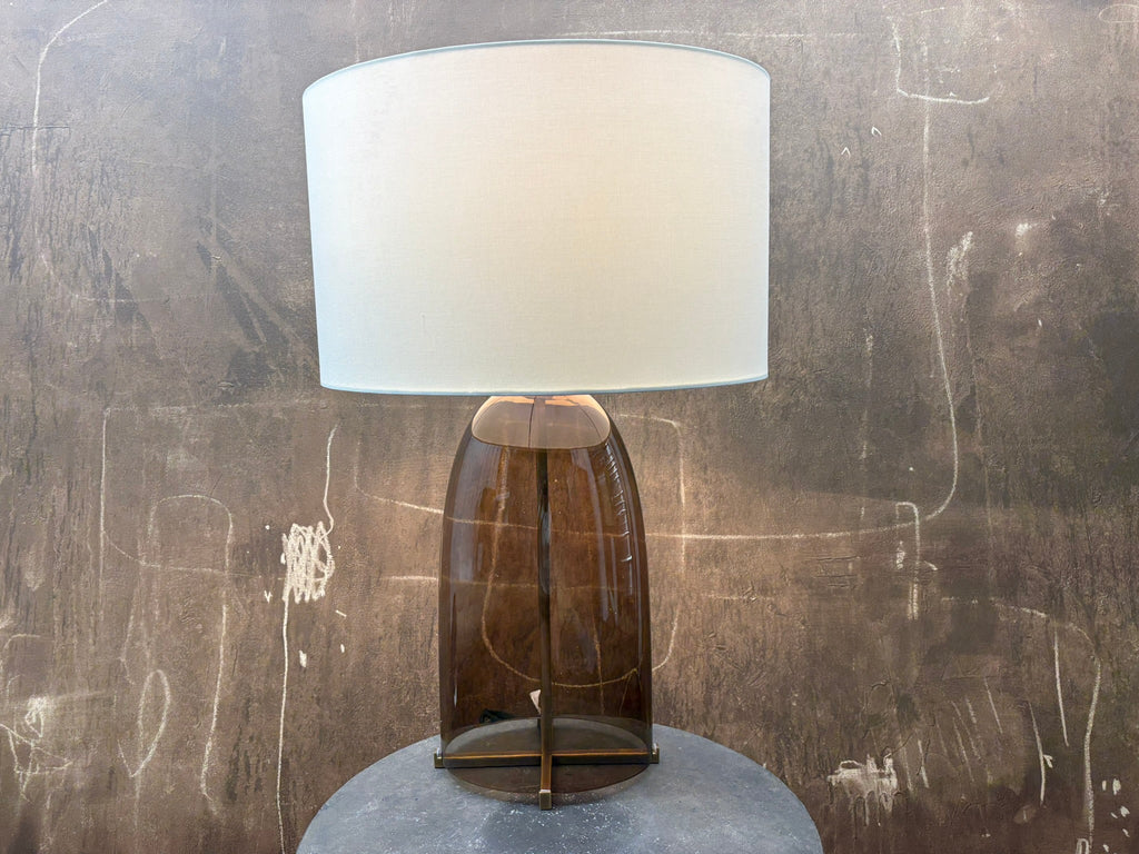 RH Blom Amber Glass Table Lamp Lacquered Burnished Brass | 30" | Jonathan Browning Scandinavian Design