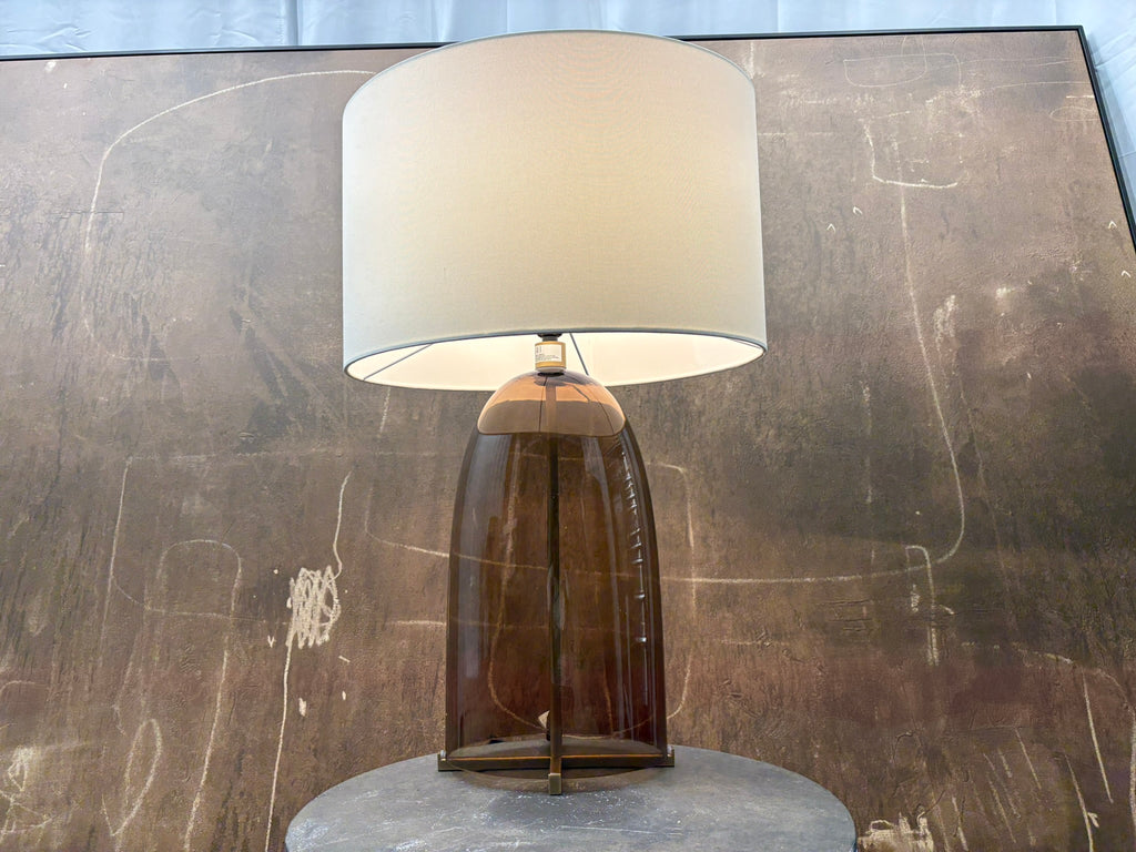 RH Blom Amber Glass Table Lamp Lacquered Burnished Brass | 30" | Jonathan Browning Scandinavian Design