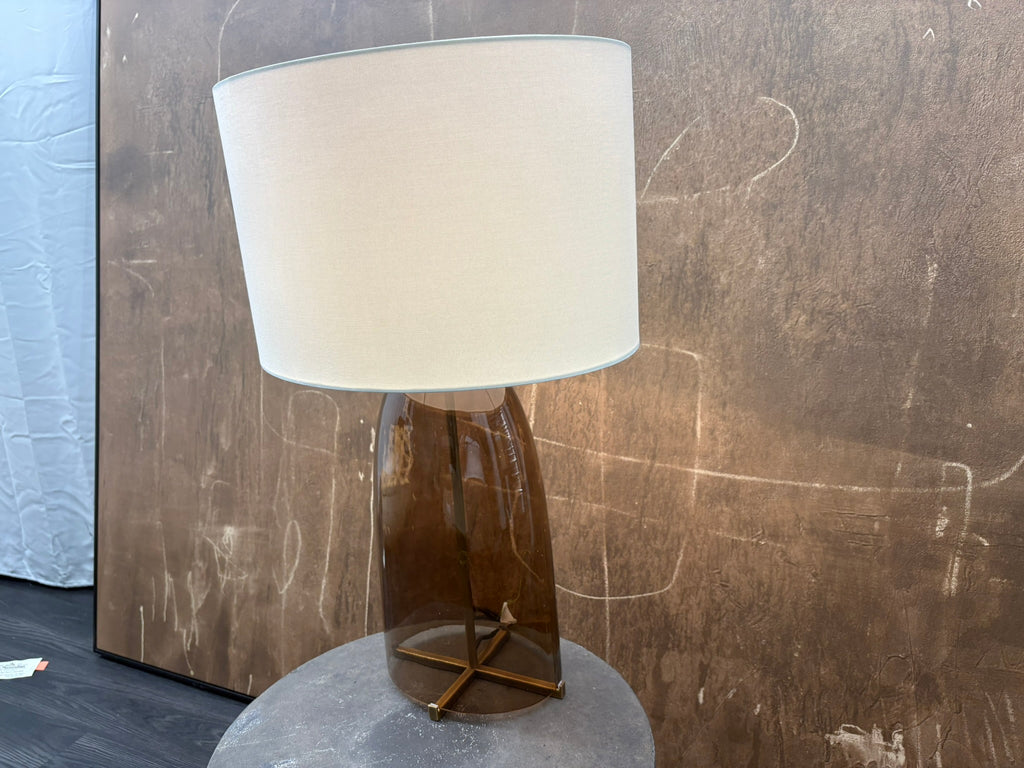RH Blom Amber Glass Table Lamp Lacquered Burnished Brass | 30" | Jonathan Browning Scandinavian Design