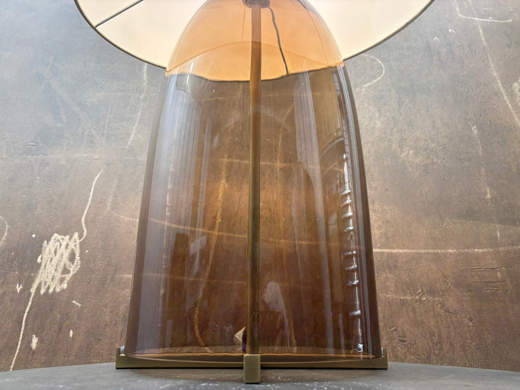 RH Blom Amber Glass Table Lamp Lacquered Burnished Brass | 30" | Jonathan Browning Scandinavian Design