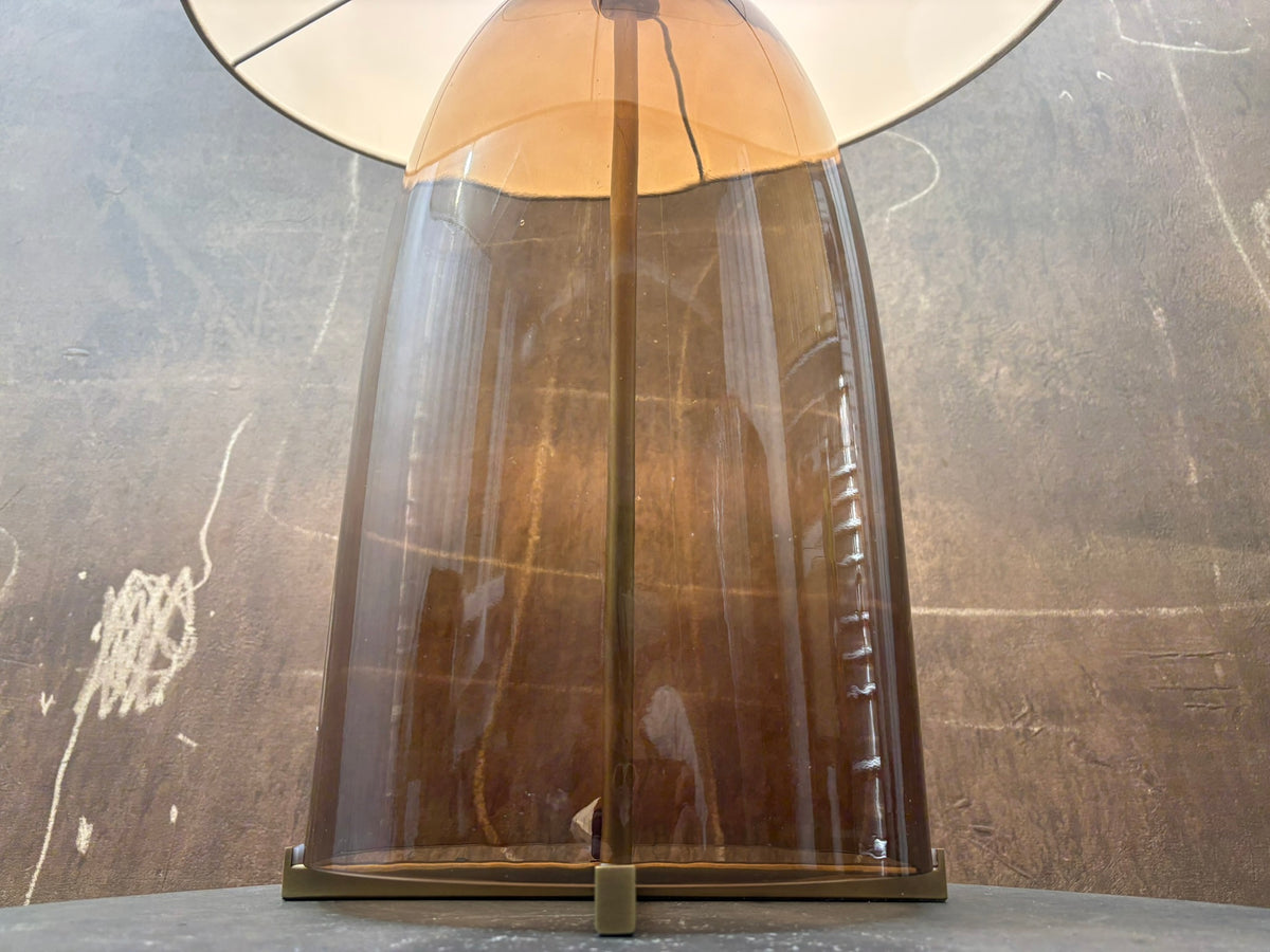 RH Blom Amber Glass Table Lamp Lacquered Burnished Brass | 30" | Jonathan Browning Scandinavian Design