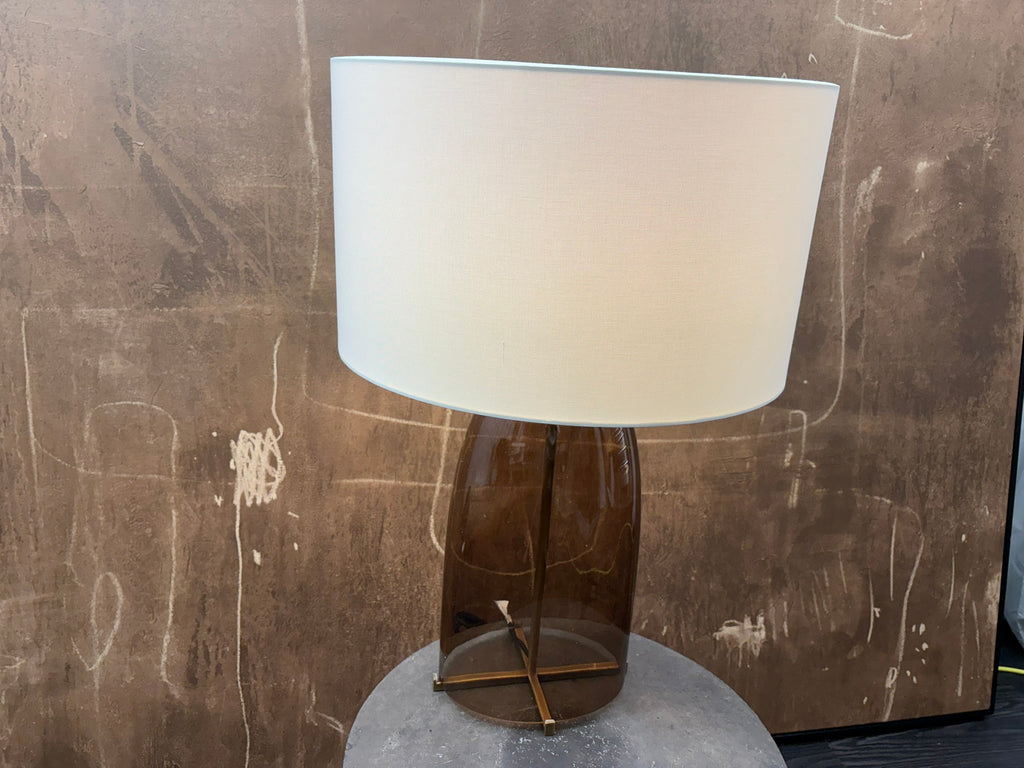 RH Blom Amber Glass Table Lamp Lacquered Burnished Brass | 30" | Jonathan Browning Scandinavian Design