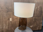 RH Blom Amber Glass Table Lamp Lacquered Burnished Brass | 30" | Jonathan Browning Scandinavian Design