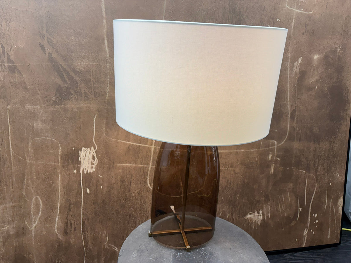 RH Blom Amber Glass Table Lamp Lacquered Burnished Brass | 30" | Jonathan Browning Scandinavian Design